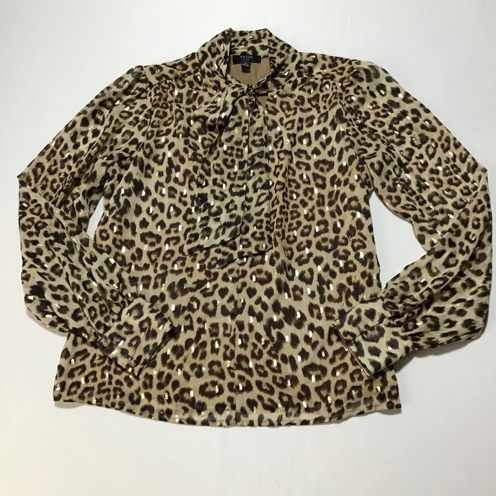 Haver  Animal Print Sheer Blouse - Picture 4 of 13